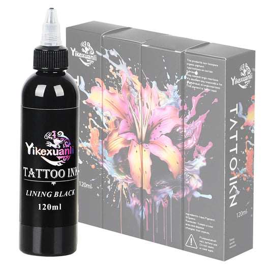 1 Bottle Of Premium Black Tattoo Ink | Cut Line Black/Super Black, Darkest, For Outlining, Shading And Blending, Long Lasting