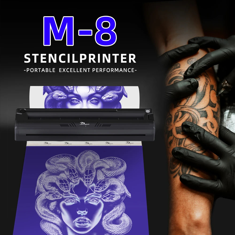 Portable A4 Tattoo Printer  M8 Wireless Thermal Tattoo Transfer Printer for Beginners Compatible with Phone & PC