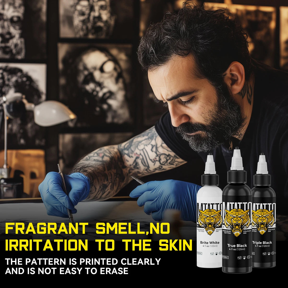 DM 120ml Tattoo Ink Pigment True Black/Triple Black/Brite White Professional Beauty Paints Makeup Tattoo Supplies Semi-permanent