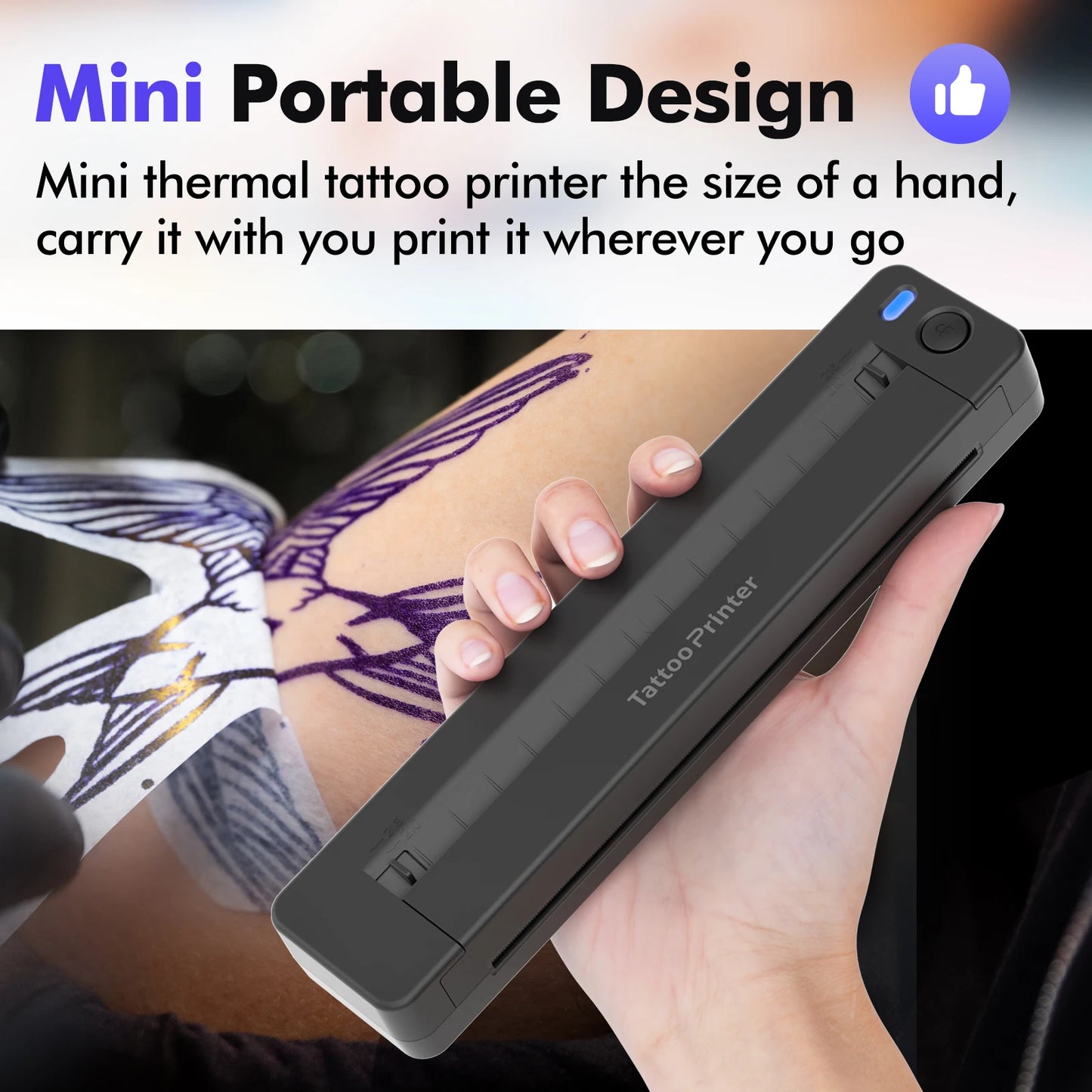A4 Mini Portable Thermal Printer Wireless Tattoo Transfer Printer For Document PDF Word HD Printing Compatible with PC & Phone