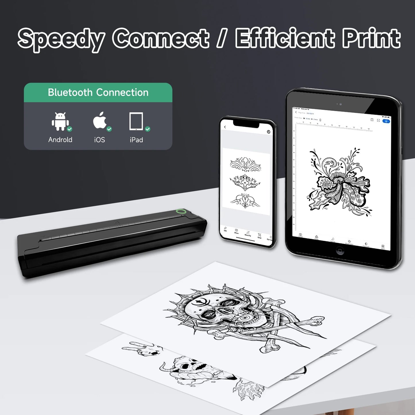 PDF Word Portable Printer Thermal Tattoo Photo Transfer A4 Sensitive Office Inkless Bluetooth Wireless USB Document Printer