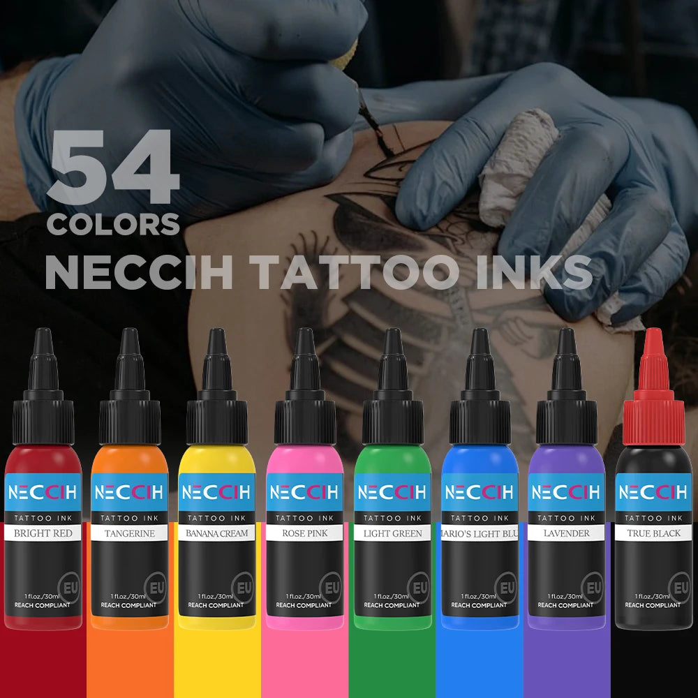NECCIH 1oz Tattoo Ink - Professional Tattoo Ink Long Lasting Color Tattoo Pigment Makeup Works for Practice Supplies