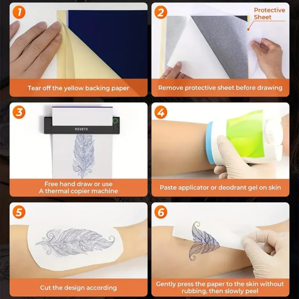Tattoo Transfer Paper A4 Size Stencil Paper, 4-Layer Transfer Stencils, Kit Supplies, Compatible with ITP05/M08F/P90/MHT-P8009